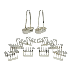 Vintage Modern Silver Plated Dinner Oil Caddy & (10) Toast Bread Racks - 12 PCS