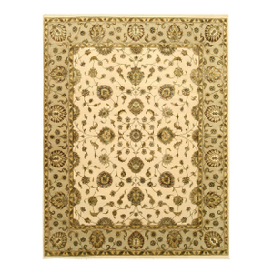 Cassandra Oriental Multicolor Hand-Knotted Wool & Silk Rug Carpet, Floral Design