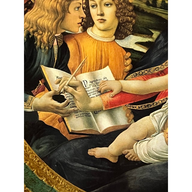 Gold Vintage Made in Italy Florentine Bottivelli Madonna of the Magnificent Child Wall Plaque For Sale - Image 8 of 10