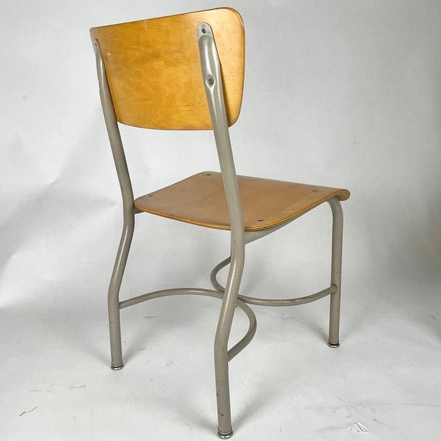 Mid 20th Century Mid 20th Century French Style Grey & Birch Plywood School or Cafe Chairs Many Available For Sale - Image 5 of 8