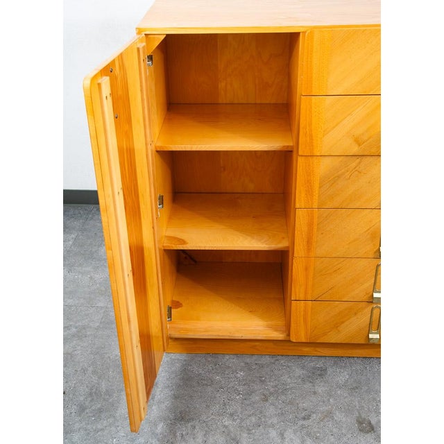 Mid Century Danish Modern Highboy Dresser Cabinet 6 Drawers Blonde Canadian MCM For Sale - Image 10 of 12