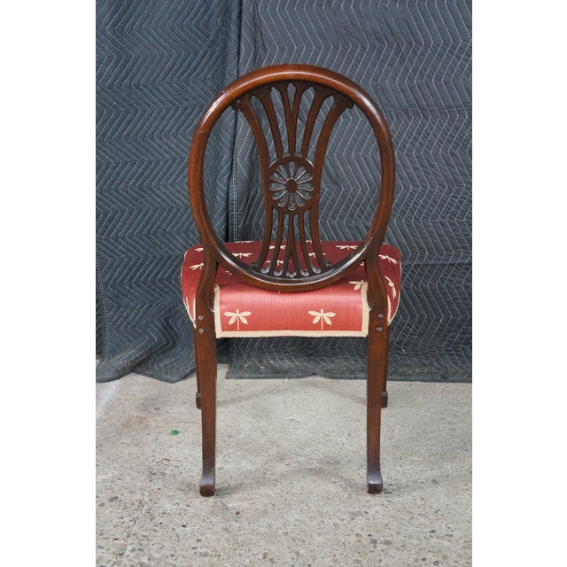 Antique Hepplewhite Carved Mahogany Oval Wheel Back Dining Side Desk Chair For Sale - Image 17 of 18