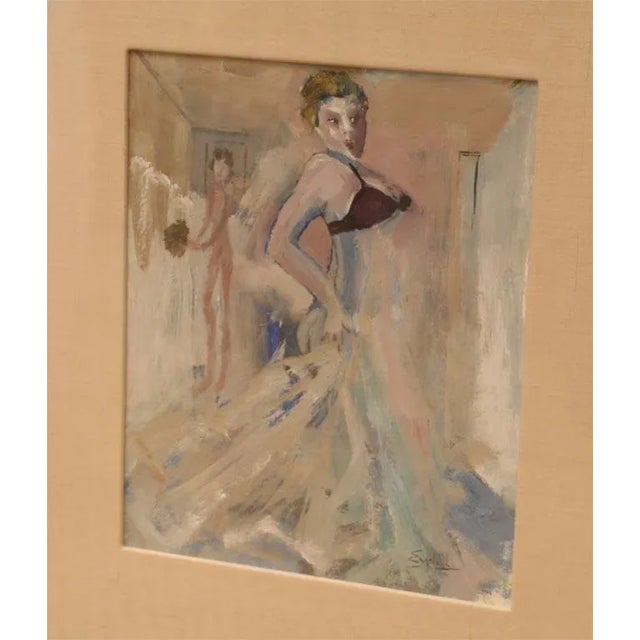 Vintage Signed Leo Engels Belgian Art Deco Gouache and Watercolor Painting Museum Custom Framed For Sale - Image 4 of 5