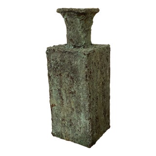 Early 21st Century Bronze Artist Made Brutalist Style Bottle/Vase Sculpture For Sale