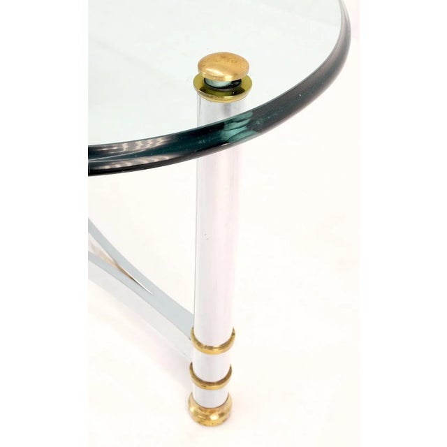 Metal Brass Chrome Thick 3/4" Glass Top Mid Century Modern Oval Coffee Center Table For Sale - Image 7 of 13