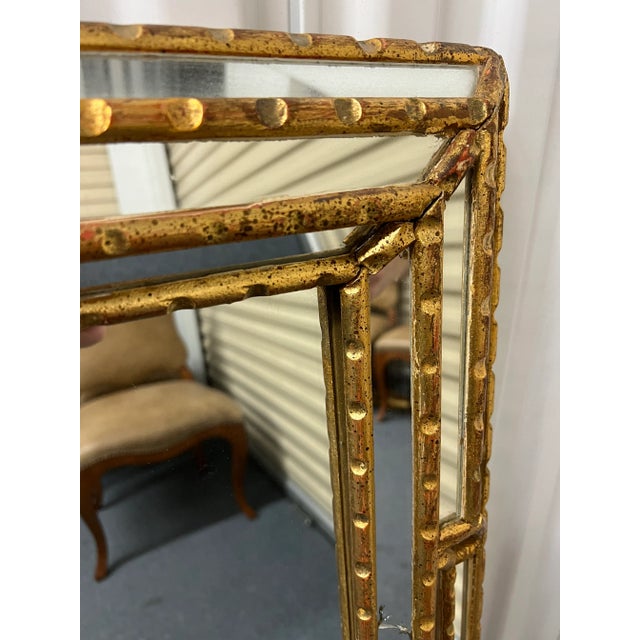Late 20th Century Vintage Beveled & Gold Tone Glass Wall Mirror | Chairish