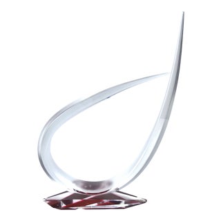 Michael Plaminek Modernist Geometric Abstract Acrylic Sculpture Swoosh on Red For Sale