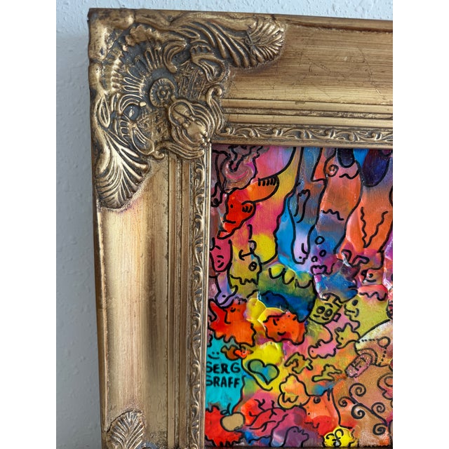 Yellow Original Abstract Painting Serg Graff "Wild Creatures" Surreal Fantasy Art, Coa For Sale - Image 8 of 10