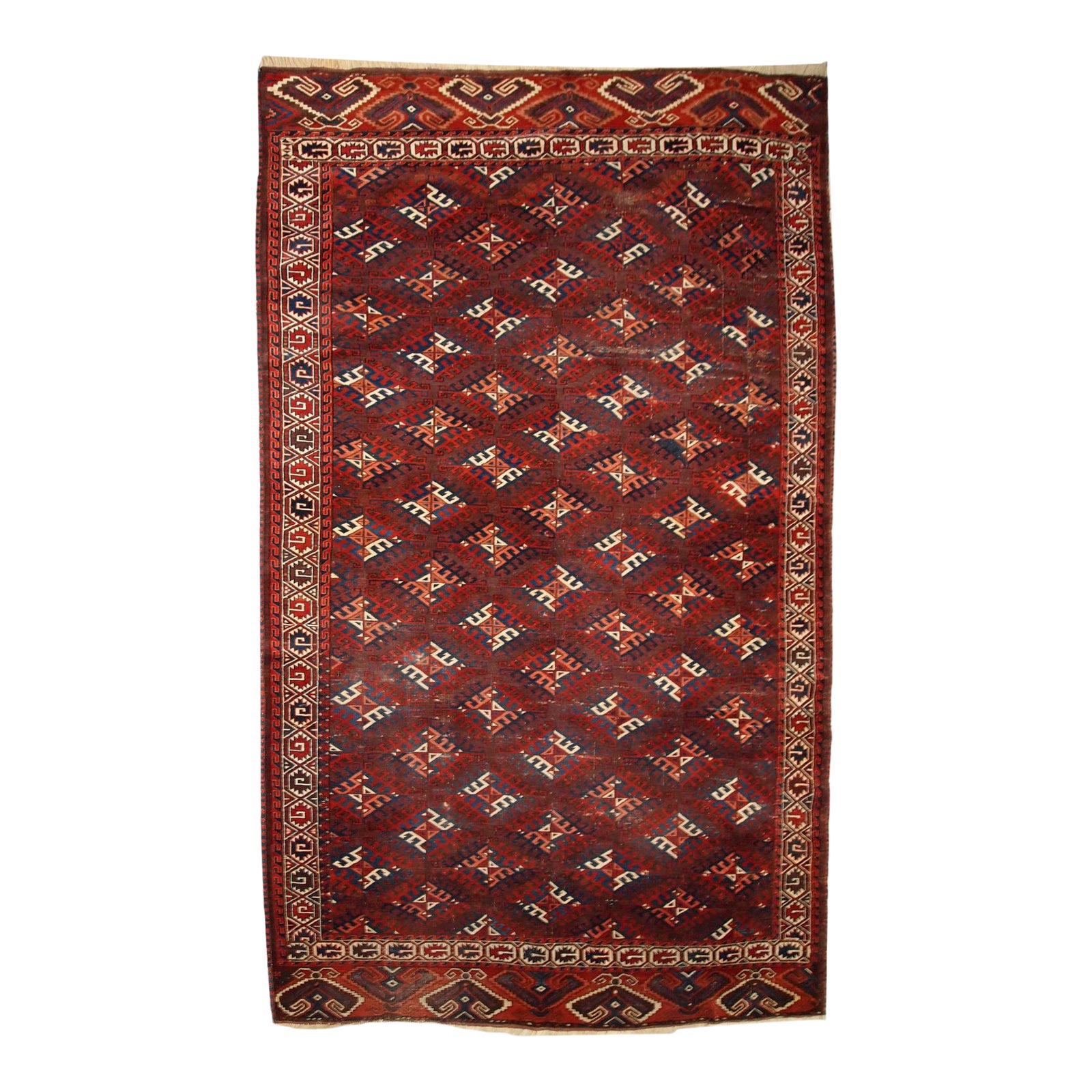 1880s Handmade Antique Turkmen Yomud Rug | Chairish