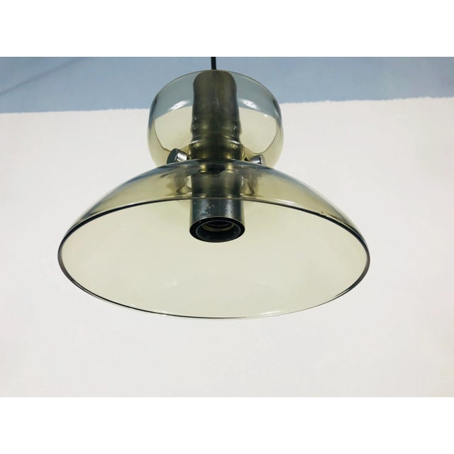 Glashütte Limburg 1970s Glass and Chrome Pendant Lamp by Glashütte Limburg, Germany For Sale - Image 4 of 10