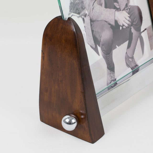 Art Deco Machine Age Chrome and Wood Picture Frame For Sale - Image 4 of 8