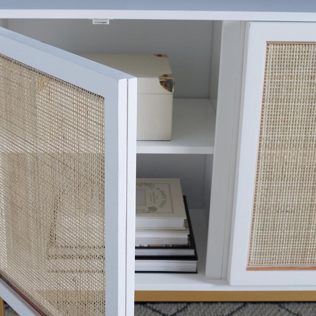 2 Shelf Rattan Sideboard - White/Gold For Sale In Philadelphia - Image 6 of 10