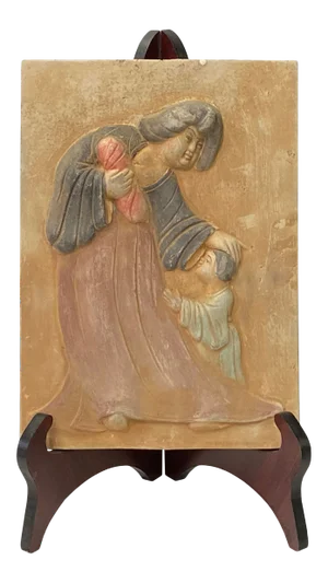 Chinese Oriental Handmade Clay Tong Lady Theme Plaque Display