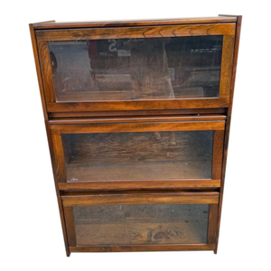 Vintage Stained Pine 3 Stacking Barrister Bookcase