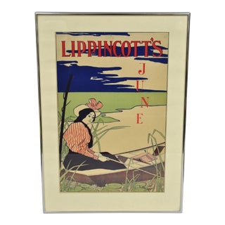 Antique Art Deco Will Carqueville Lippincott's "June" Framed Lithograph Print For Sale
