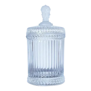 Antique Three-Faces Biscuit Jar in Glass With Satin Glass Three-Face Handle