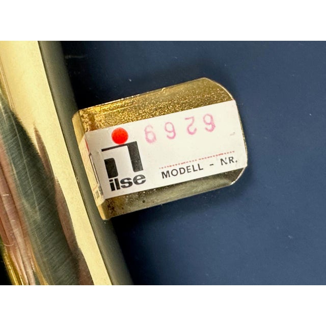 Metal Mid-Century German Brass Eliptical Wall Mirror from Planilux Huwa Spiegel, 1960s For Sale - Image 7 of 8