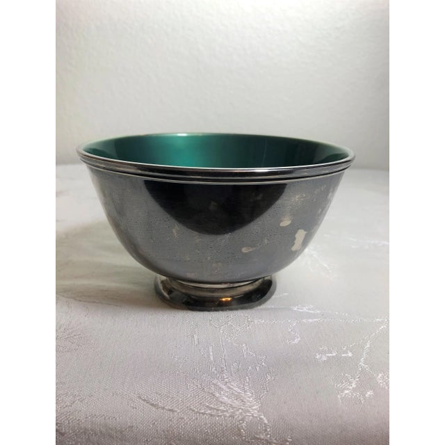 Vintage Towle Silver Plate and Mint Green Enamel Bowl For Sale In Sacramento - Image 6 of 6