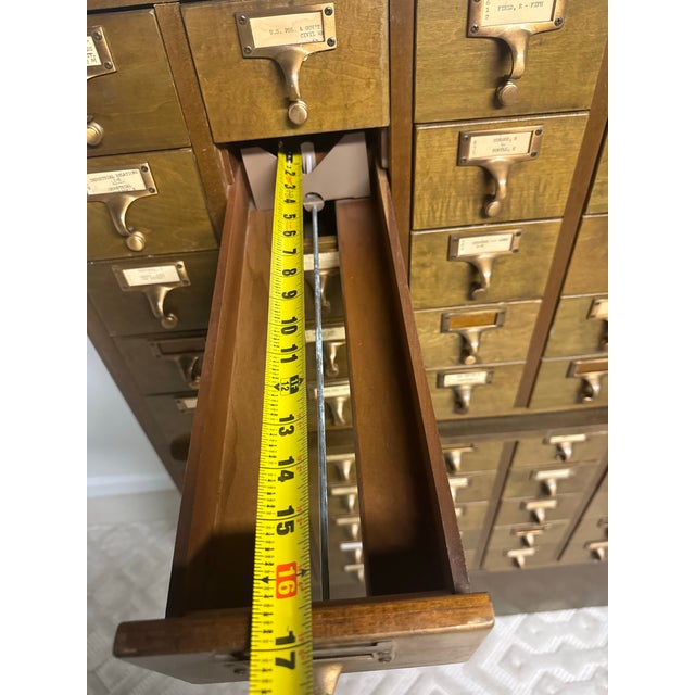 Vintage Gaylord Bros. 60-Drawer Library Card Catalog Cabinet With 3 Pull-Out Shelves For Sale In Pittsburgh - Image 6 of 12