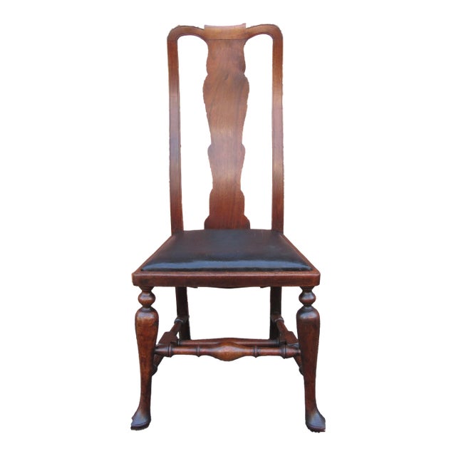 Set 4 Antique English Walnut Dining Chairs 1890s For Sale