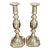 Late 19th Century Antique Pair of Brass Queen of Diamond Candlesticks For Sale