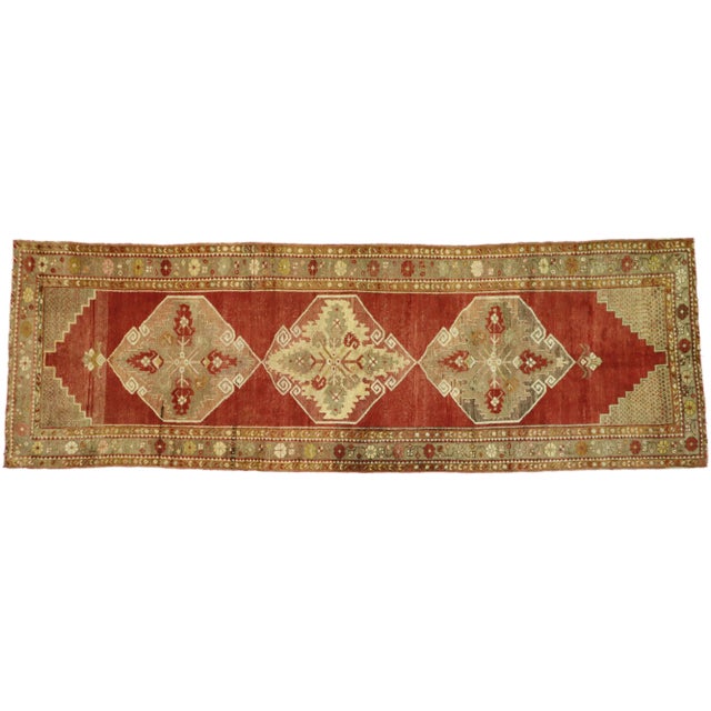 Vintage Turkish Oushak Runner - 3′8″ × 10′10″ For Sale - Image 9 of 10