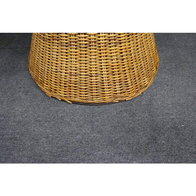 Mid-Century Modern Wicker Hourglass Coffee Table With Glass Top For Sale In Philadelphia - Image 6 of 13