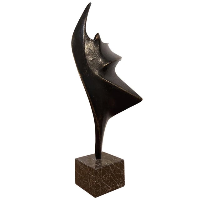 Mid-Century Modern Dancer Bronze & Marble Sculpture by Kostas Dikefalos, 1970s For Sale - Image 3 of 6