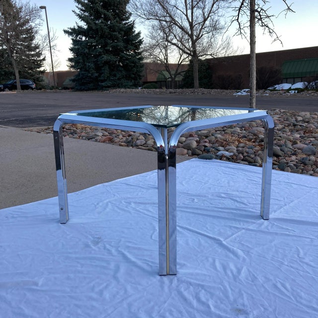 Mid 20th Century Mid-Century Modern Italian Chrome and Glass Coffee Table Manner of Gianfranco Frattini for Cassina For Sale - Image 5 of 13