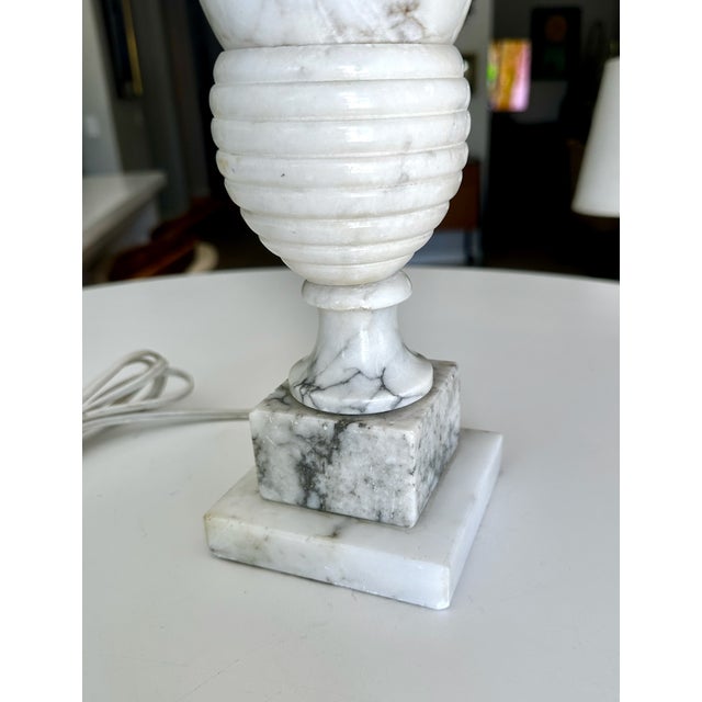 Alabaster Single Italian Urn Neoclassic Alabaster Table Lamp For Sale - Image 8 of 15