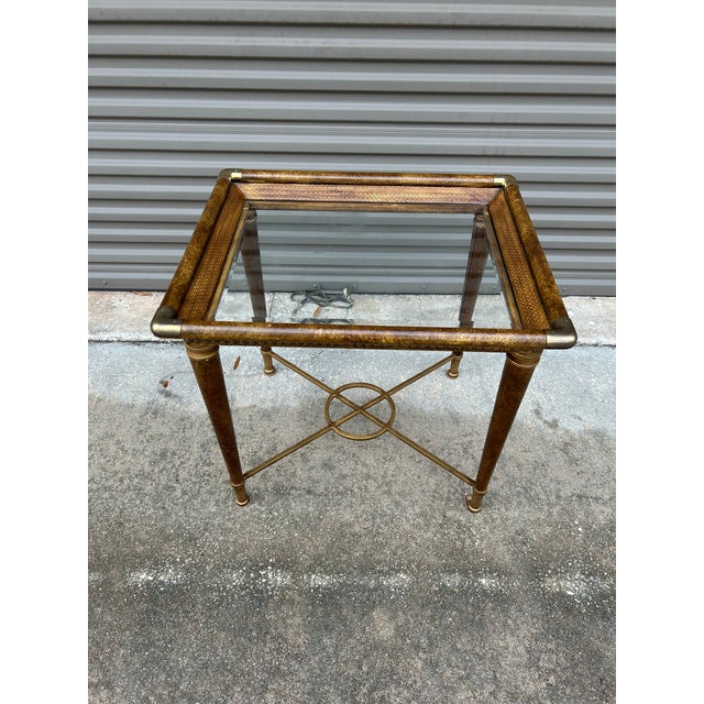 Stunning Vintage design 1980 brass metal glass top side table Very good condition