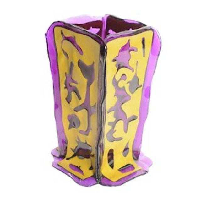 Putto Vase in Clear Purple and Light Green Leather by Fernando & Humberto Campana for Corsi Design Factory For Sale - Image 4 of 4