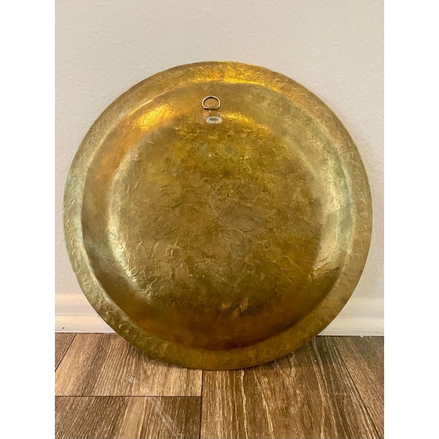 Metal Vintage Middle Eastern Brass Tray or Wall Hanging For Sale - Image 7 of 8