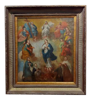 17th Century Italian Old Master-Madonna Surrounded by Saints -Oil Painting