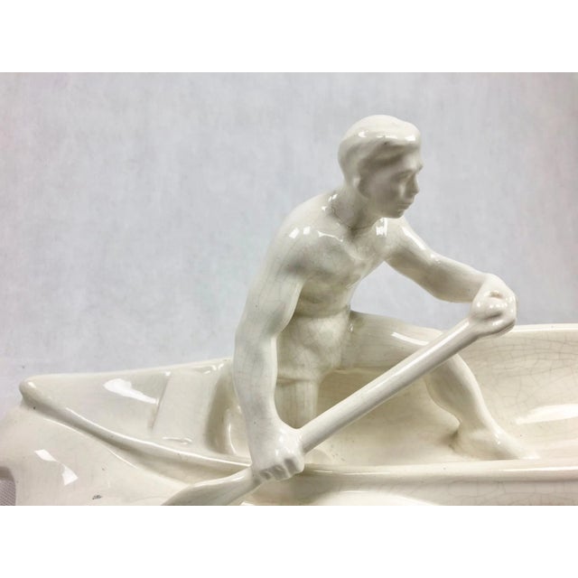 Ceramic Ceramic Figure of Canoeist from Jihokera Bechyně, Czechoslovakia, 1960s For Sale - Image 7 of 11