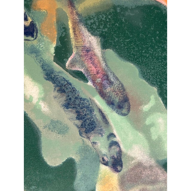 Rare! Limited Edition 11/200 Woodblock Print 'Koy Fish' by Martin Green (1920–1980) For Sale - Image 4 of 8
