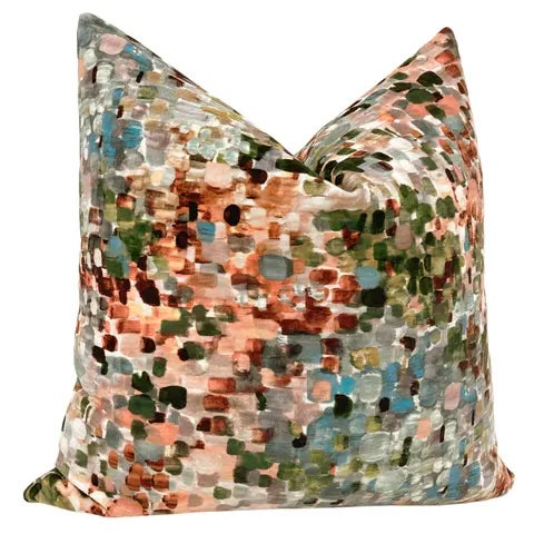 Contemporary 20" Multi Monet Velvet Pillows - a Pair For Sale - Image 3 of 5