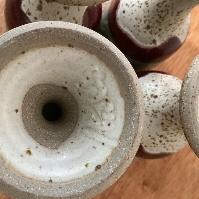 Mid 20th Century Stoneware Wine Goblets Studio Art Pottery by Leon Kula- Set of 4 For Sale - Image 4 of 12