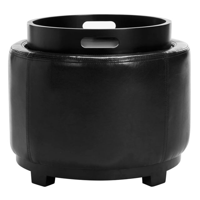 Geometry in motion. The Round Storage Tray Ottoman brings three times the charm to any room. Beneath striking black bicast...