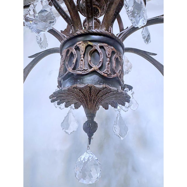 1950s 1950s Decorative Black and Bronze Chandelier For Sale - Image 5 of 9
