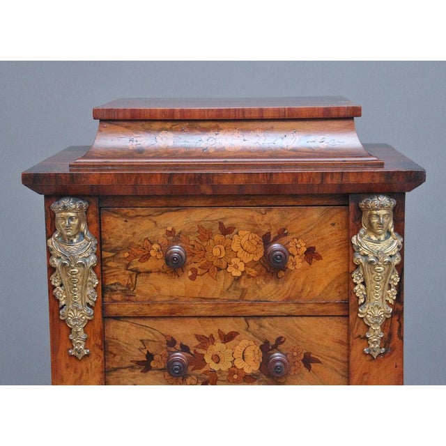 Antique Wellington Chest in Walnut and Marquetry, 1860 For Sale - Image 13 of 17