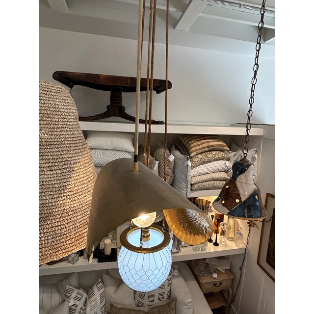 Late 20th Century Late 20th Century Hammered Brass Pendant For Sale - Image 5 of 9