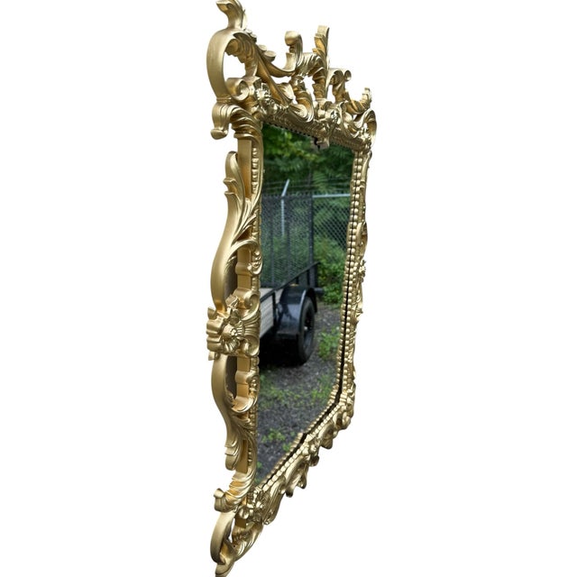 1960s Authentic Vintage Turner Hollywood Regency Gold Rococo Wall Mirror For Sale - Image 5 of 8