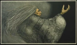 1990s Frank Howell Invocation '90 Hand Colored Signed Original Lithograph