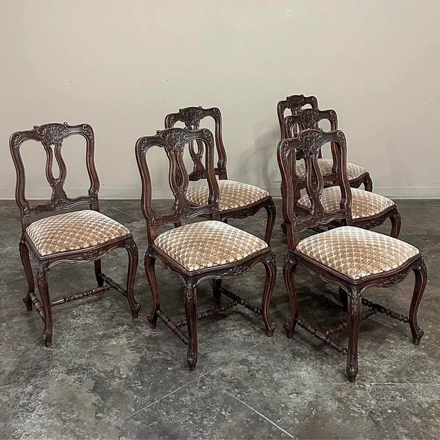 Set of 8 Country French Upholstered Dining Chairs Includes 2 Armchairs ...