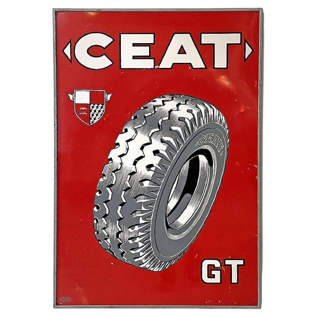 Mid-Century Modern Italian Graphic Ceat Advertising Sign, 1950s For Sale - Image 15 of 15