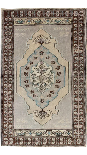 Vintage Turkish Oushak Rug in Gray, Taupe, Brown and Ivory