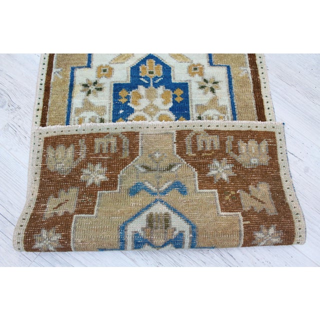 Sand Turkish Mini Rug - 19" X 38" For Sale - Image 8 of 9