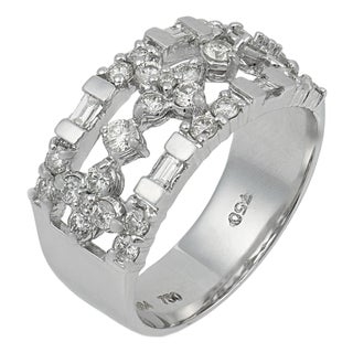 Vintage Diamond 18k White Gold Wedding Band, Size 6 For Sale