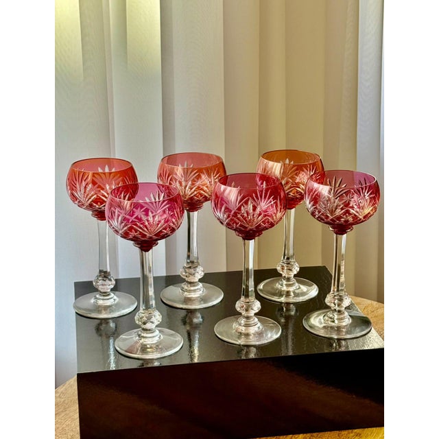 Glass French Massenet Crystal Hock Glasses by Saint-Louis, 1920, Set of 6 For Sale - Image 7 of 18